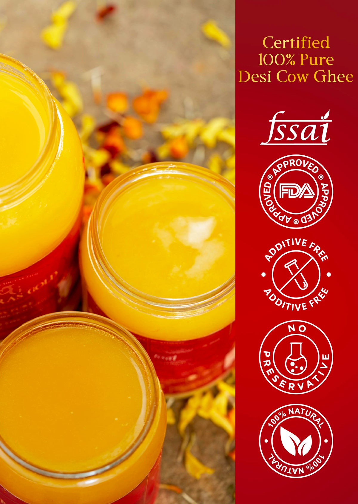 Banaras Gold A2 Pure Desi Cow Ghee From Banaras - 1L