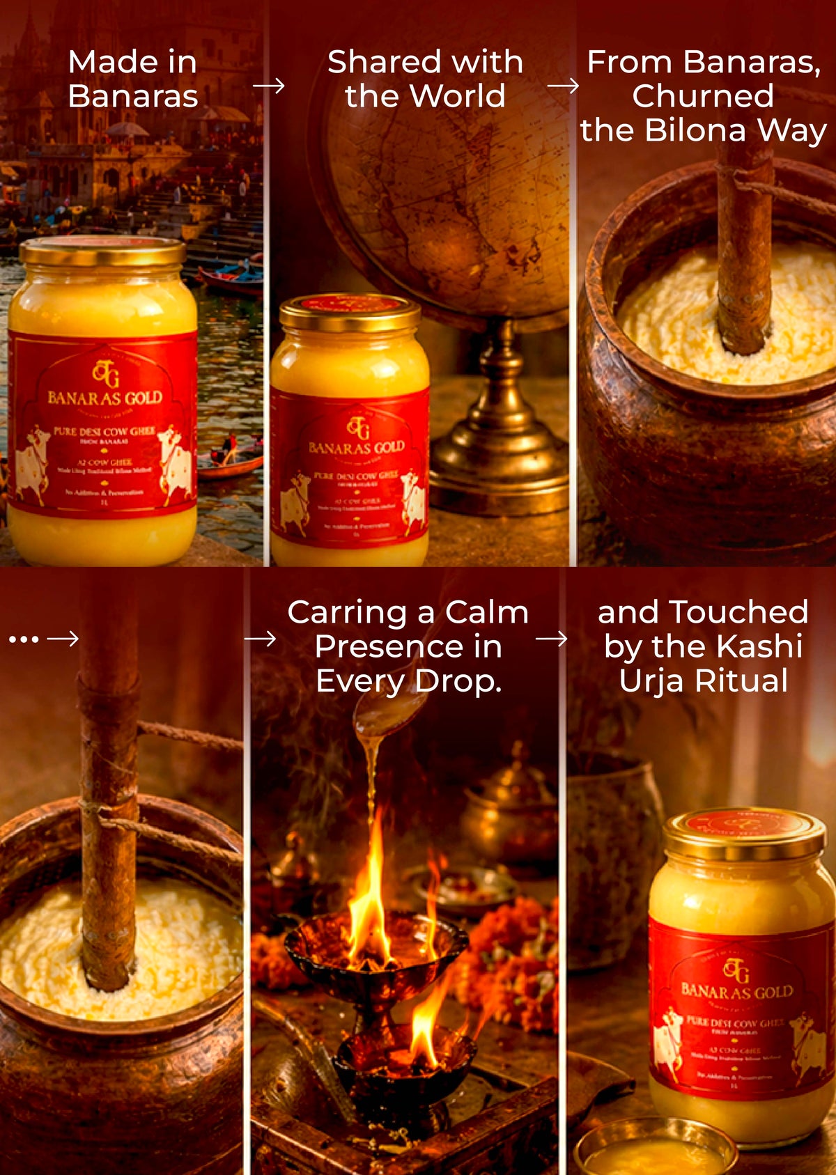 Banaras Gold A2 Pure Desi Cow Ghee From Banaras - 1L