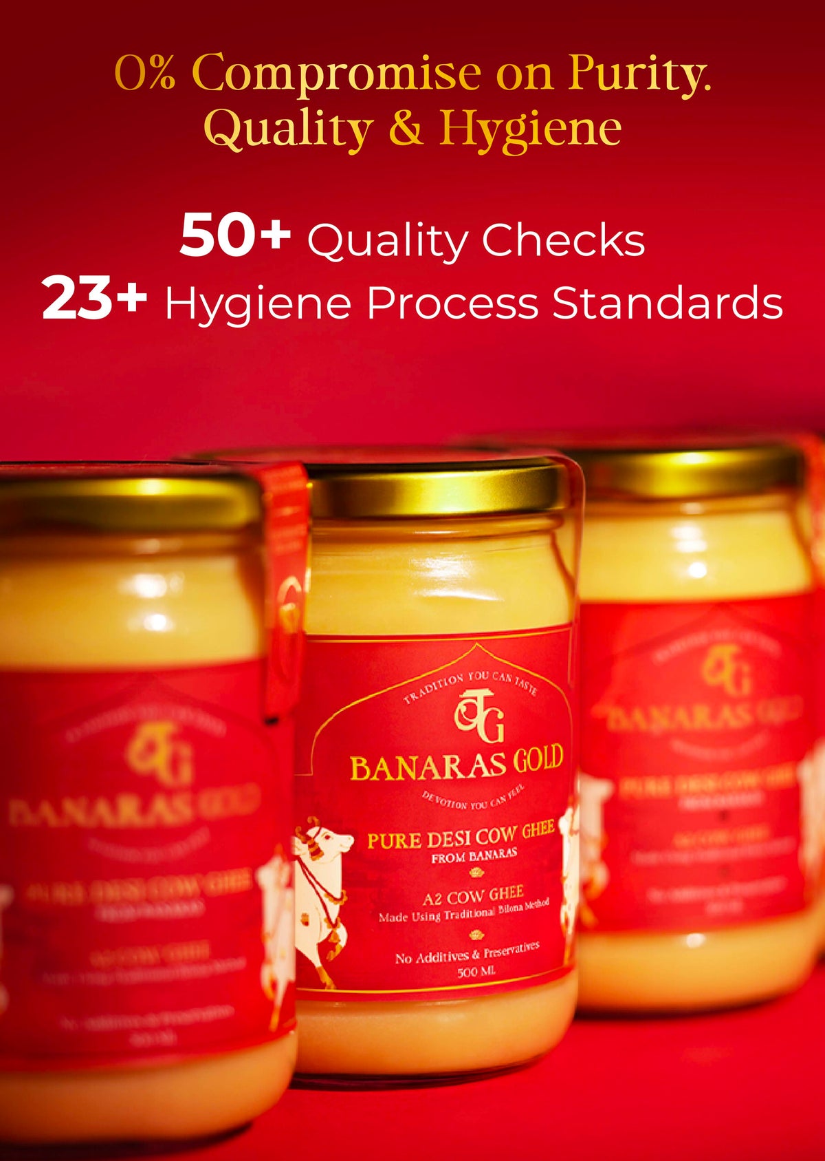 Banaras Gold A2 Pure Desi Cow Ghee From Banaras - 500 ml